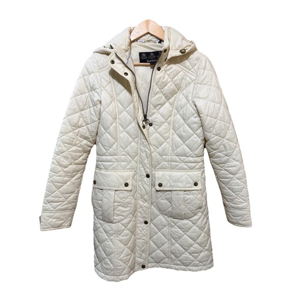 BARBOUR Jenkins Quilted Women's Jacket Cream Size 6 Spring Fall Retail $ 375 EUC - Picture 4 of 9